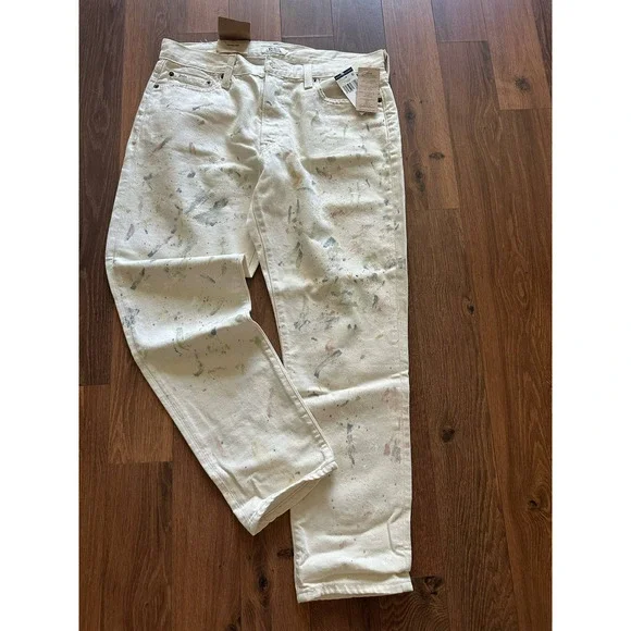 New Polo Ralph Lauren Avery Jean Cream Paint Splattered Jeans Size 29 Jeans